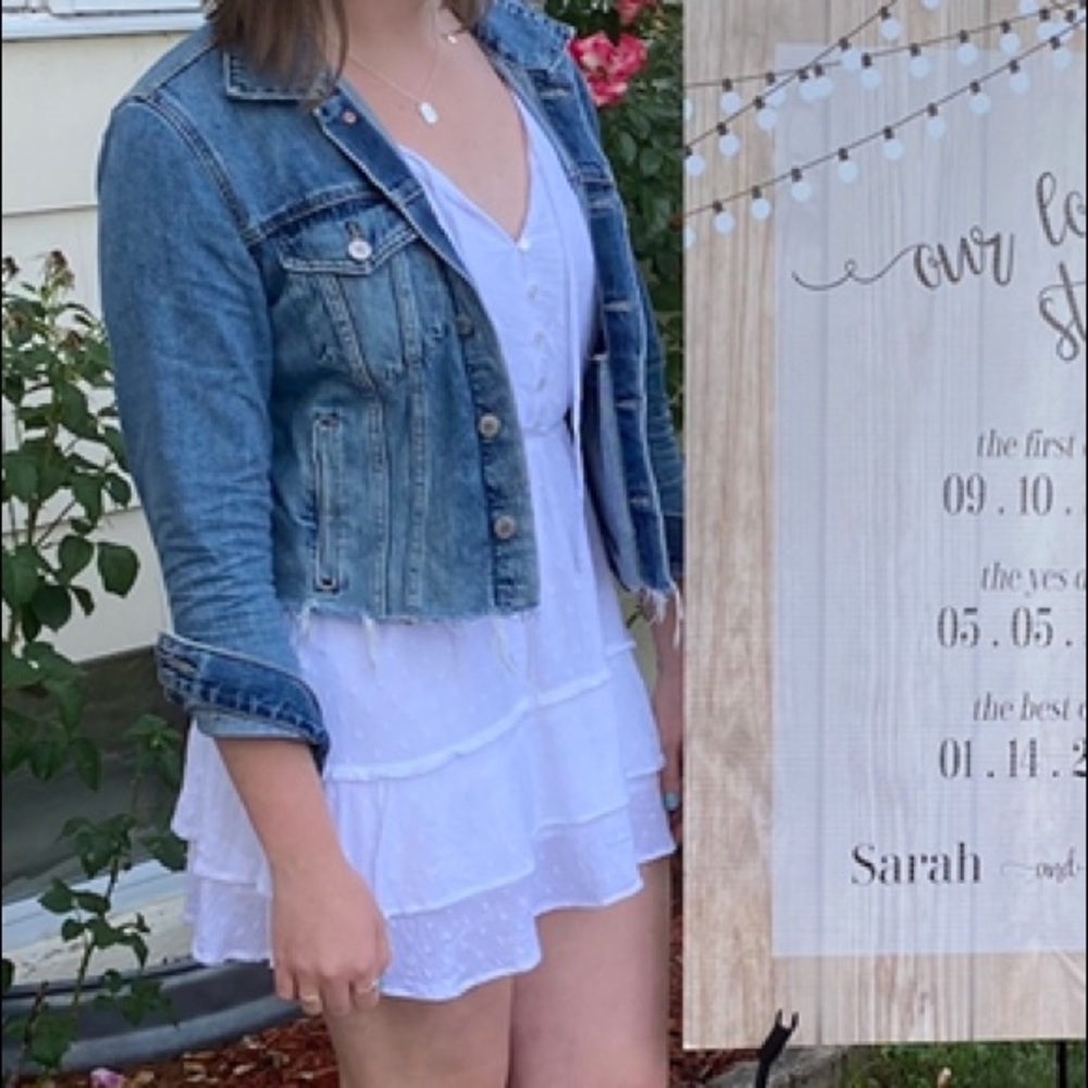 abercrombie easy waist tiered dress white SP